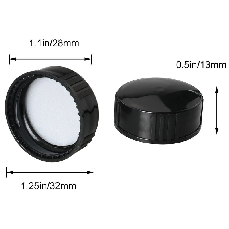 MEETOOT 12pcs Phenolic Resin Cover 28 Threads 28mm Black Poly Seal Screw Caps for Daily Chemicals, Food, Cosmetics Bottles - Image 2